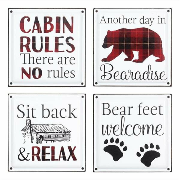 Youngs Wood Box with Enamel Print Cabin Design, 4 Assorted Color 11031